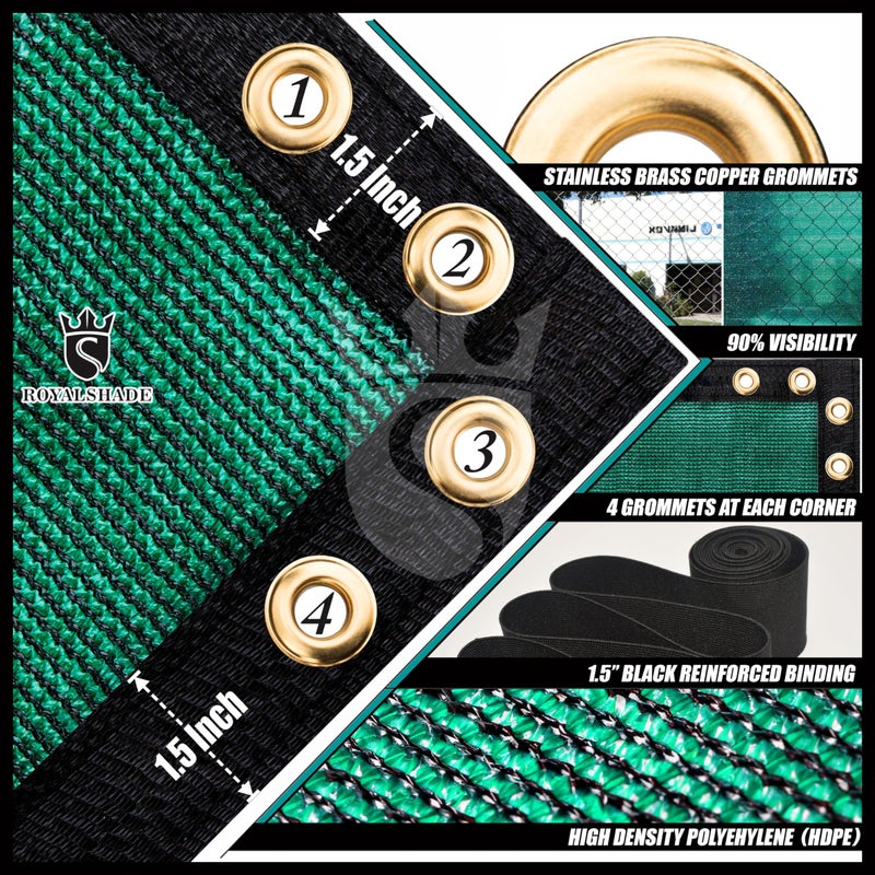 Royal Shade 8' x 50' Green Fence Privacy Screen Cover Windscreen with Heavy Duty Brass Grommets - Cable Zip Ties Include (We Make Custom Size) - Image 5